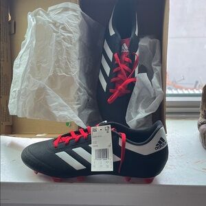 Adidas Black Cleats with Red Accents